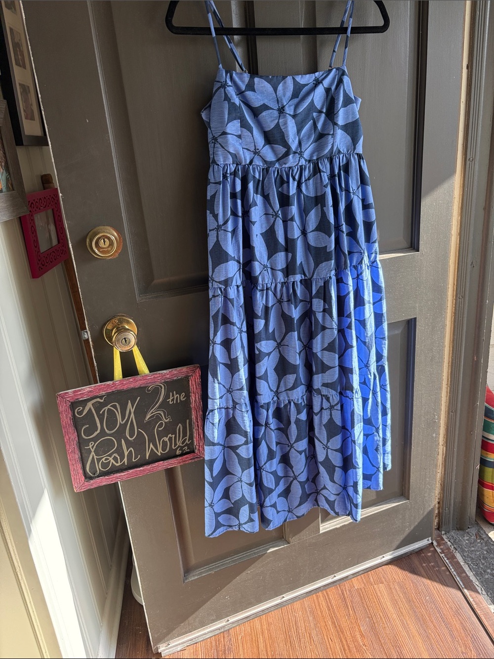 Blue Leaf-Print Tiered Sundress GILLI